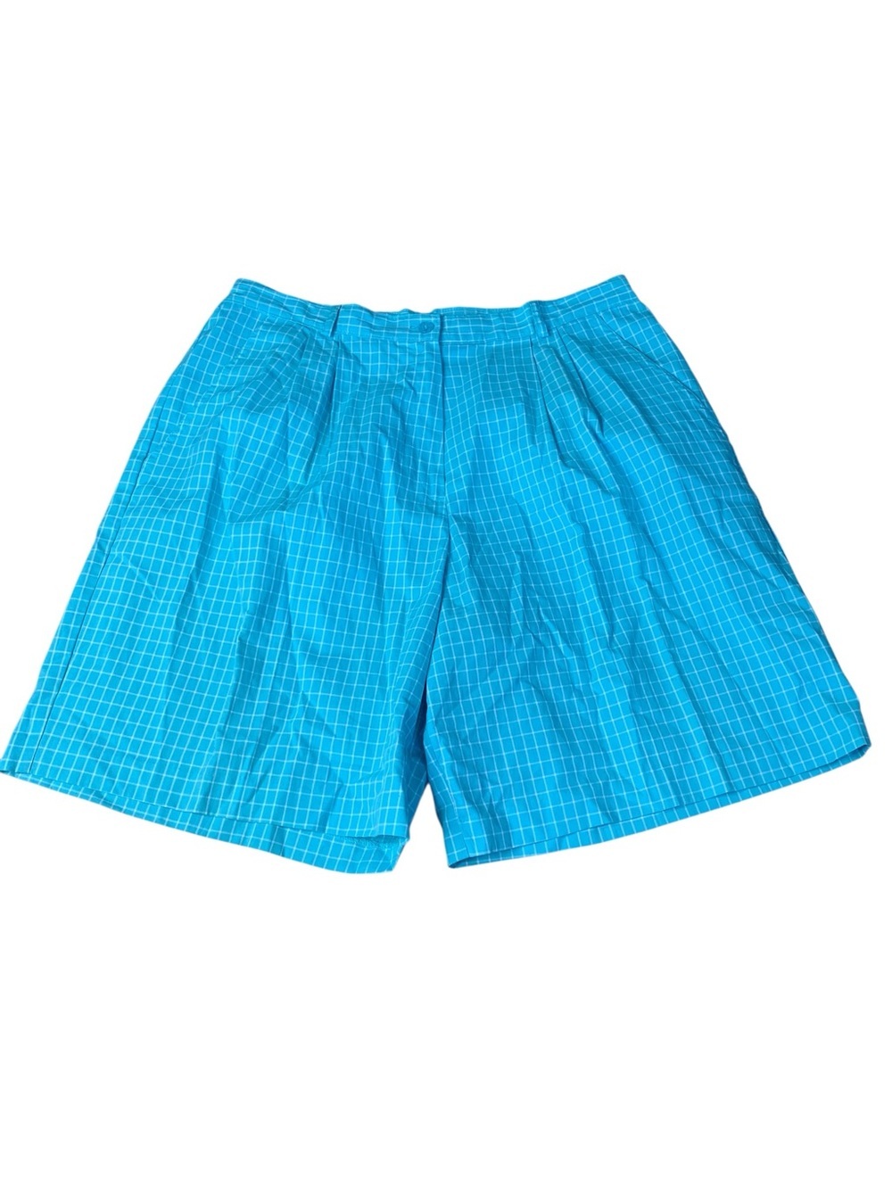 Jantzen Classics Blue Plaid Pleated Shorts Women's Size 18 